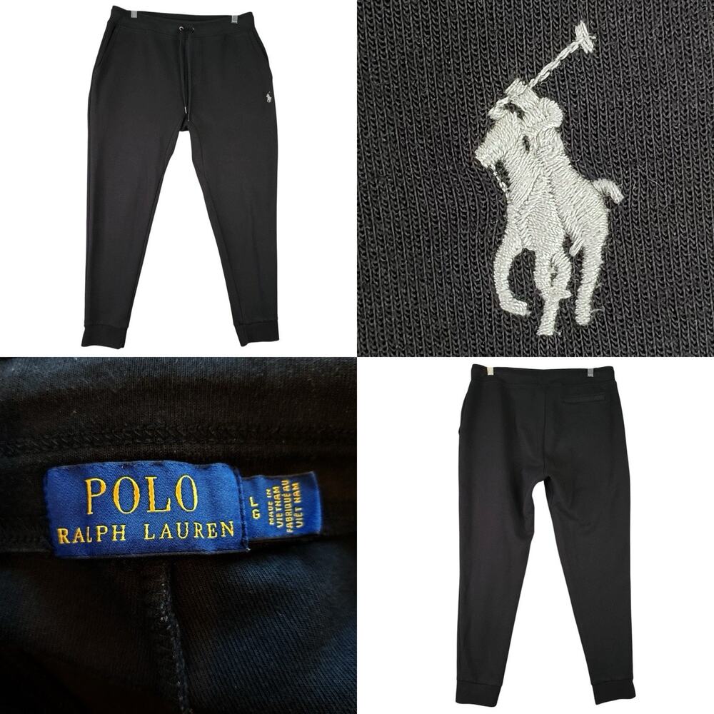 Polo Ralph Lauren Sweatpants Mens Large L Black Drawstring Jogger Pony Logo